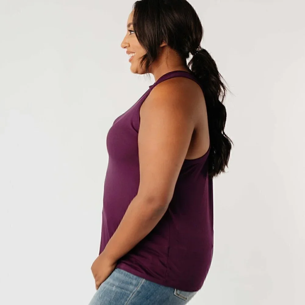 Cherish Plum Twist Racerback Workout Tank - Picture 2 of 5
